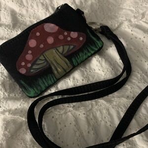 Mushroom Black Wristlet with ID Window